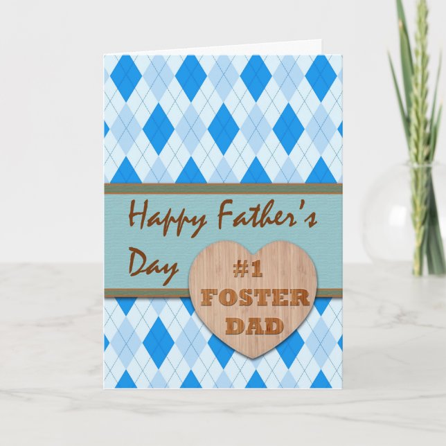 Father's Day for #1 Foster Dad, Argyle Design Card (Front)