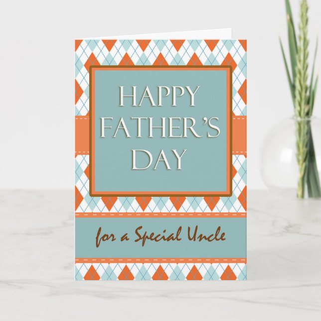 Father's Day for an Uncle, Argyle Geometric Design Card (Front)