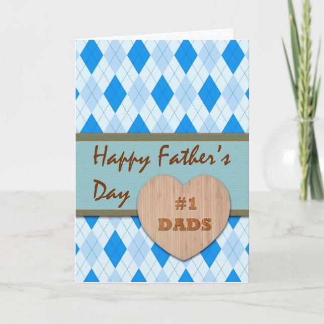 Father's Day for Both of My Dads, Heart, Argyle Card (Front)
