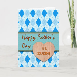 Father's Day for Both of My Dads, Heart, Argyle Card