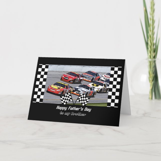 Father's Day for Brother, Stock Car Racing, Checks Card (Front)