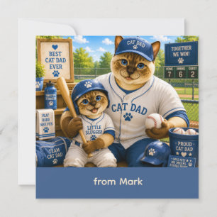 Father's Day for Cat Dad Cat Baseball Lover Card