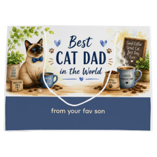 Father's Day for Cat Dad Cat Lovers Large Gift Bag