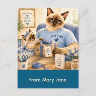 Father's Day for Cat Dad Cat Lovers Postcard
