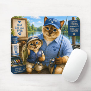 Father's Day for Cat Dad Fishing Lovers Mouse Pad