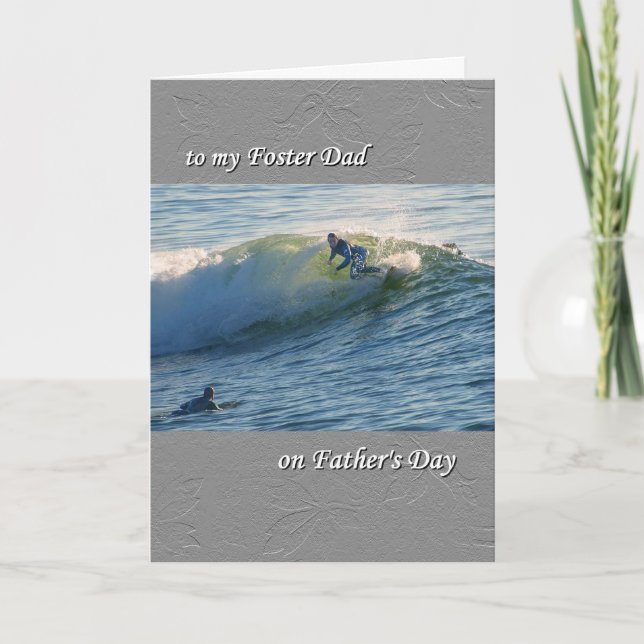 Father's Day for Foster Dad - Surfing Card (Front)