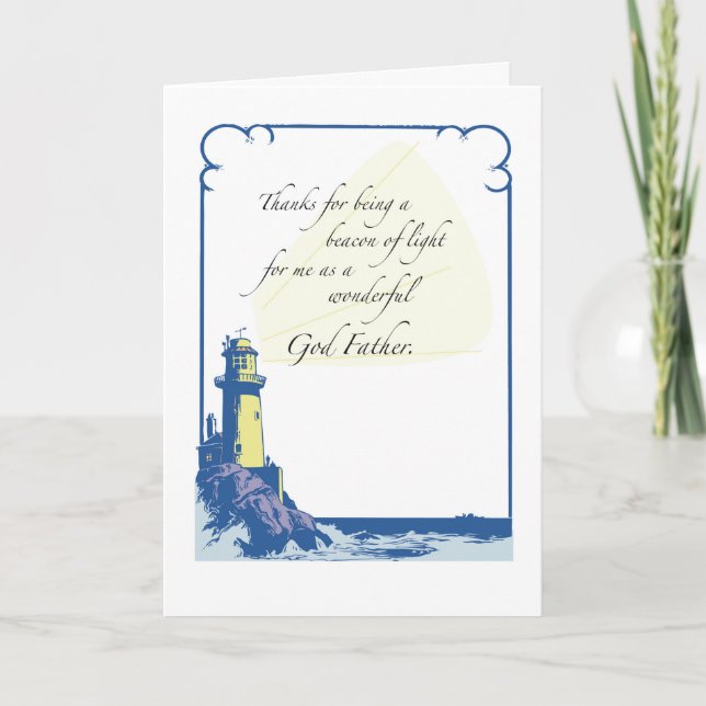 Father's Day for Godfather with Lighthouse, Oce Card (Front)