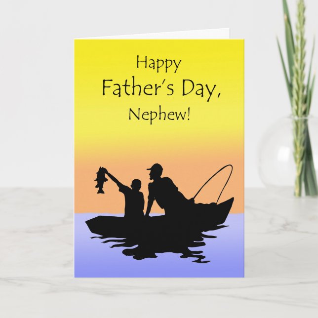 Father's Day for Nephew, Fishing Scene Card (Front)
