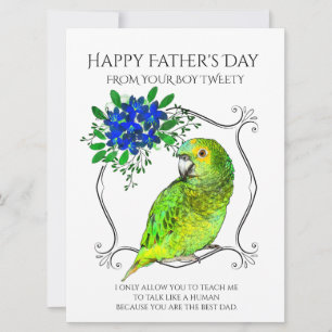 Father's Day From The Parrot Bird On White Holiday