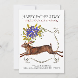 Father's Day From The Rabbit Floral Border Holiday Card