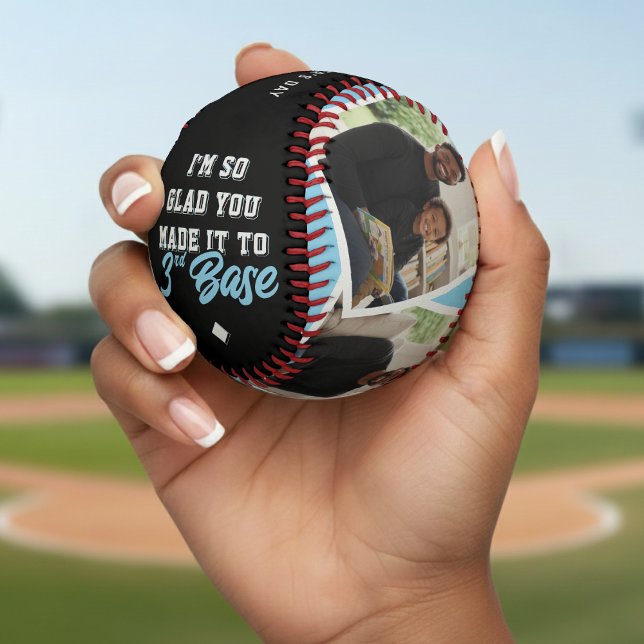 Father's Day Funny 3rd Base Photo Blue Baseball (Creator Uploaded)
