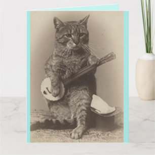 FATHER'S DAY FUNNY CAT PLAYING BANJO CARD