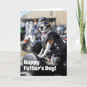 Father's Day Funny Dog on Motorcycle Card