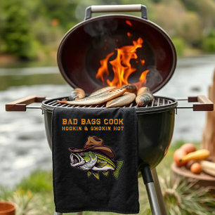 Fathers Day Funny Fish wearing a Cowboy Hat   Kitchen Towel