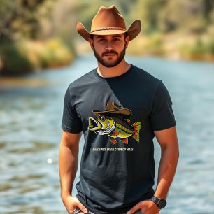 Fathers Day Funny Fish wearing a Cowboy Hat  T-Shirt