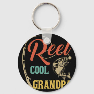 Fathers Day Funny Fisherman Reel Cool Grandpa Fish Keychain