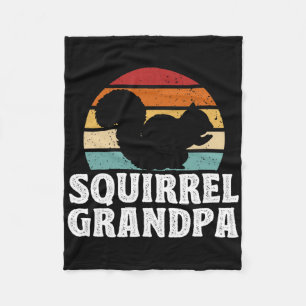 Fathers Day Funny Squirrel Grandpa Fleece Blanket