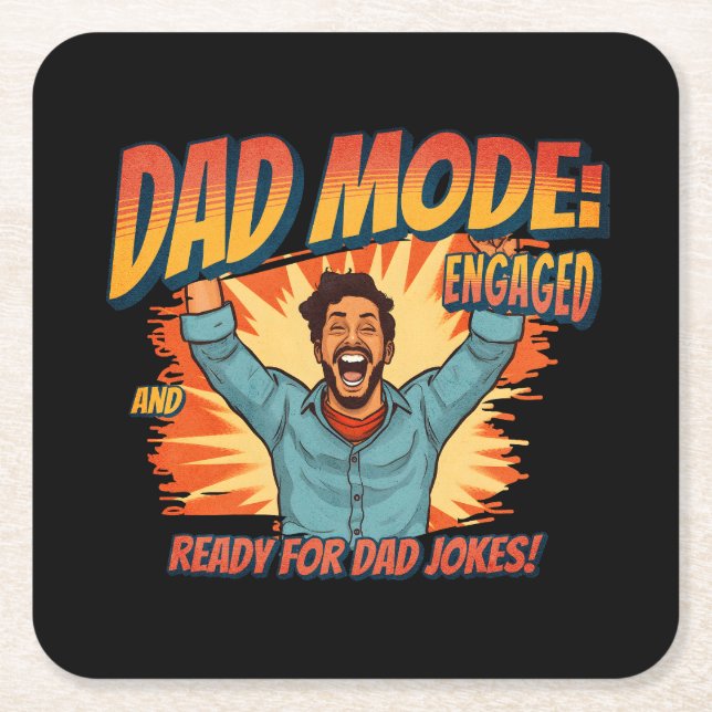 Father's Day Gift | Dad Mode Square Paper Coaster (Front)