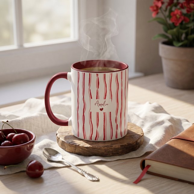 Father's Day Gift For Dad Red Stripes Mug (Creator Uploaded)