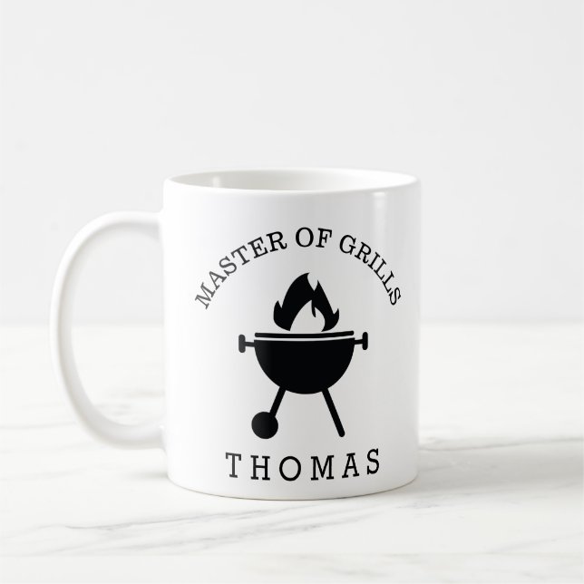 Father's Day Gift Master of Grills Add Custom Name Coffee Mug (Left)