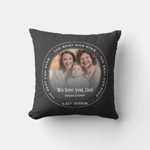 Father's Day Gift Memorable Family Photo Best Dad Throw Pillow