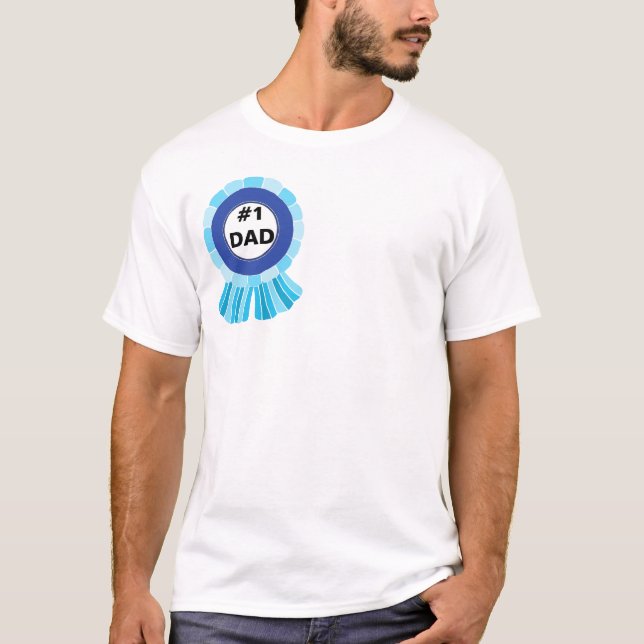 Father's Day Gift Number One Dad Blue Ribbon T-Shirt (Front)