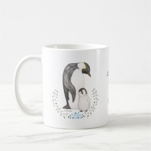 Father's Day Gift Penguin Dad and Child art Custom Coffee Mug