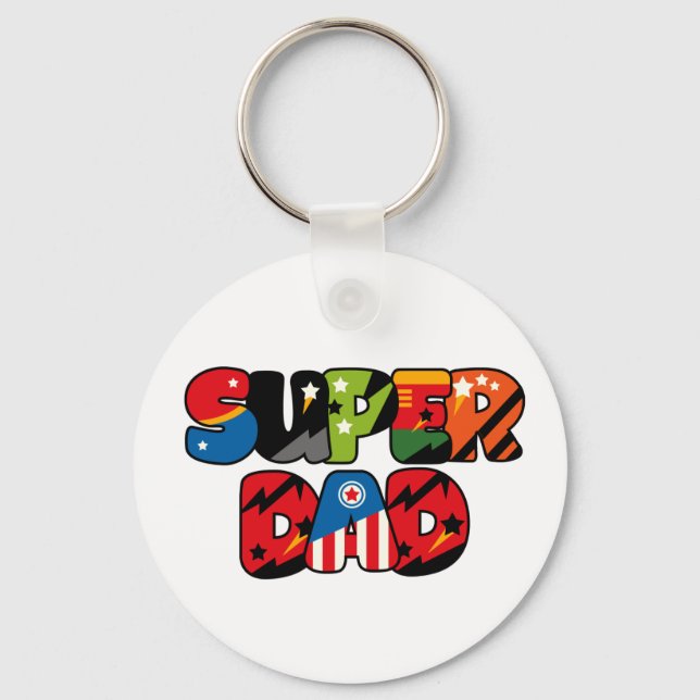Fathers Day Gift Superdad Superhero Super Dad Keychain (Front)