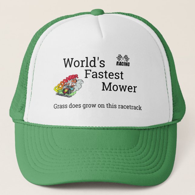 Father's Day Gift WORLD'S FASTEST MOWER Trucker Hat (Front)