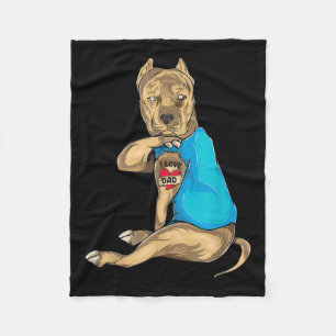 Fathers Day Gifts Dad Funny Dog Pitbull I Love Dad Fleece Blanket