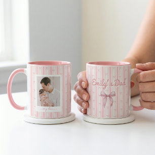 Father's Day Gifts For Dad Pink Bow Stripes Mug