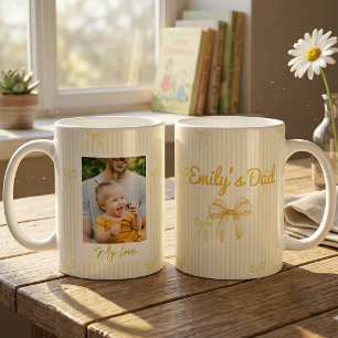 Father's Day Gifts For Dad Yellow Bow Stripes Coffee Mug