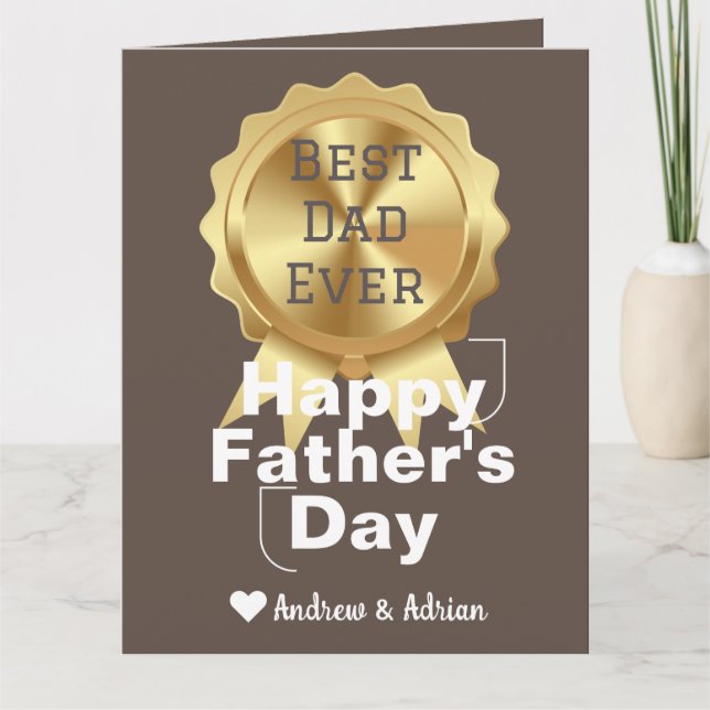 fathers day, gold medal appreciation, simple card (Front)