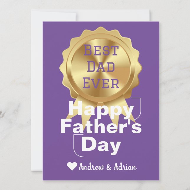 fathers day, gold medal  appreciation, simple holiday card (Front)