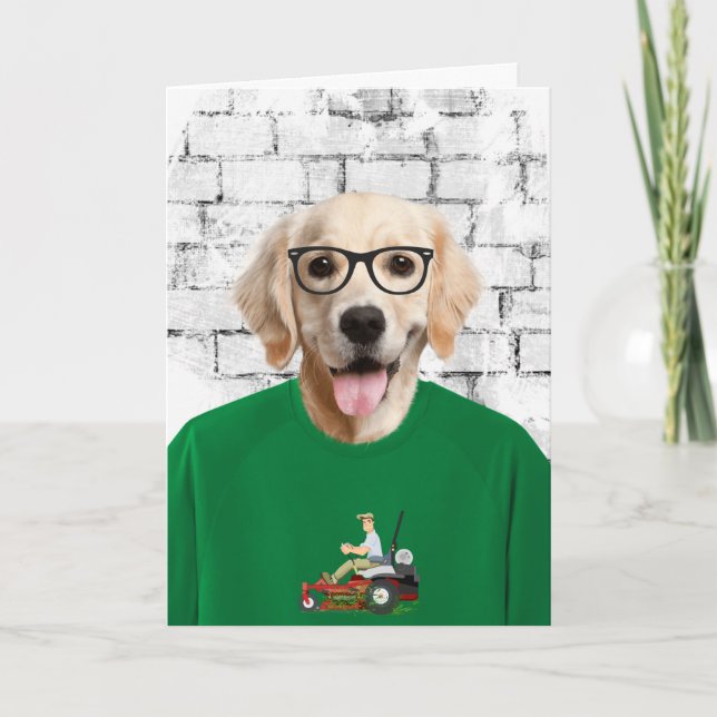 Father's Day golden retriever in t-shirt Card (Front)
