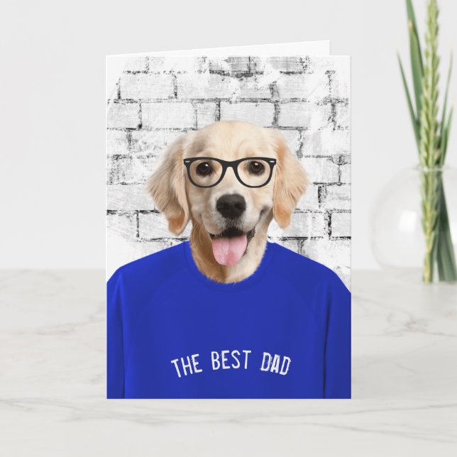 Father's Day Golden Retriever in T-shirt card (Front)