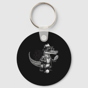 Fathers Day Golfing Alligator With Tacos Golf Love Keychain