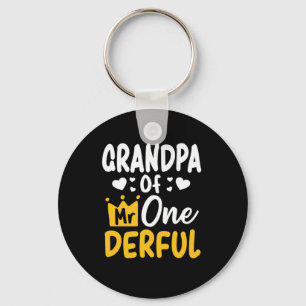 Father's Day Grandpa of Mr Onederful 1st Birthday Keychain