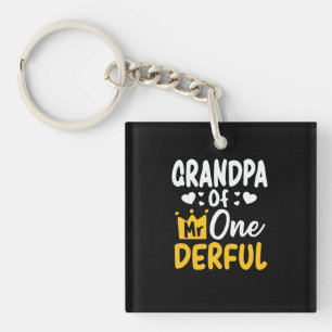 Father's Day Grandpa of Mr Onederful 1st Birthday Keychain