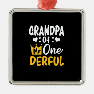 Father's Day Grandpa of Mr Onederful 1st Birthday Metal Ornament
