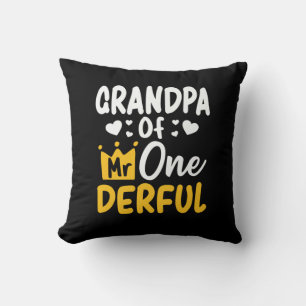 Father's Day Grandpa of Mr Onederful 1st Birthday Throw Pillow