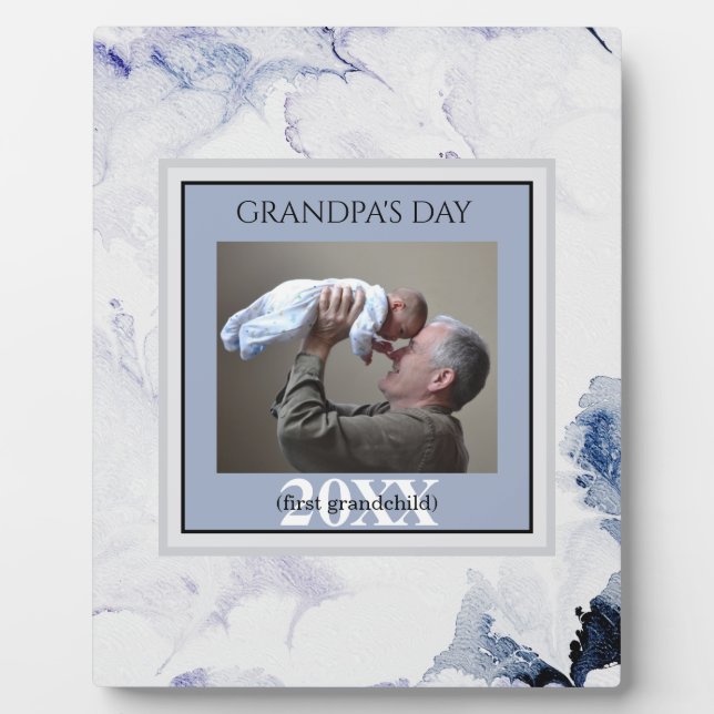 Father's day Grandpa's Day Blue First Photo Frame (Front)