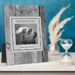 Father's day Grandpa's Day First Photo Frame<br><div class="desc">Father's Day Photo frame and photo for grandpa,  grandfather... etc.  Grey Wood grain background.  First Grandchild.</div>
