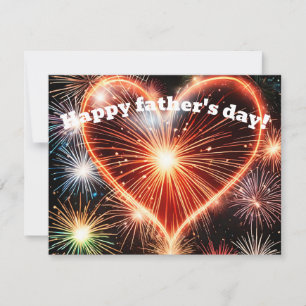Father's Day greeting card with heart's fireworks