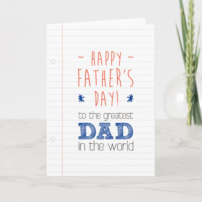 Father's Day Greeting Typography Design Card (Front)