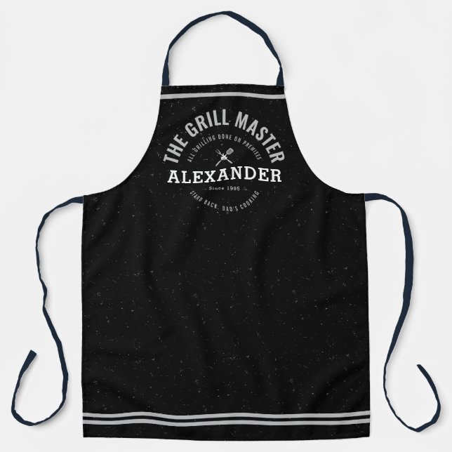 Father's Day Grill Master Modern Funny Chef  Apron (Front)