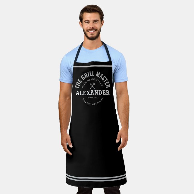Father's Day Grill Master Modern Funny Chef  Apron (Worn)