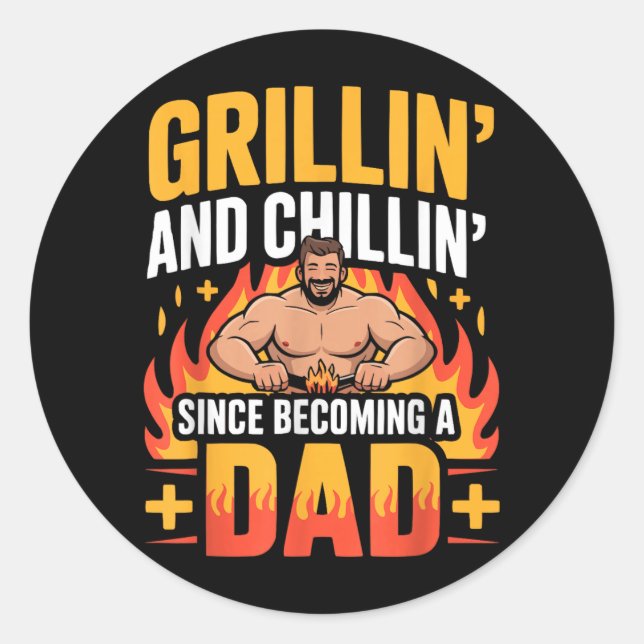 Fathers Day Grilling Dad Grillmaster Daddy Classic Round Sticker (Front)