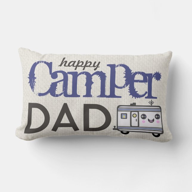 Father's Day Happy Camper Dad Camping Pillow (Front)
