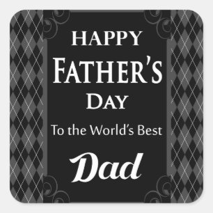 Father's Day - "Happy Father's Day" Black/Grey Square Sticker